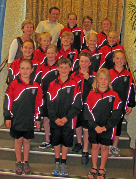 Te Mata Primary School year five pupils after receiving their award